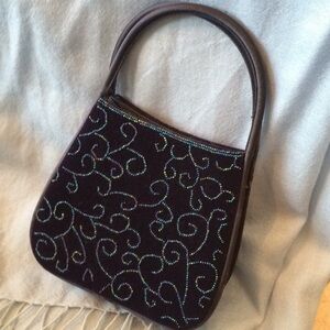 Vintage Midnight blue evening bag with iridescent beads formal special occasion